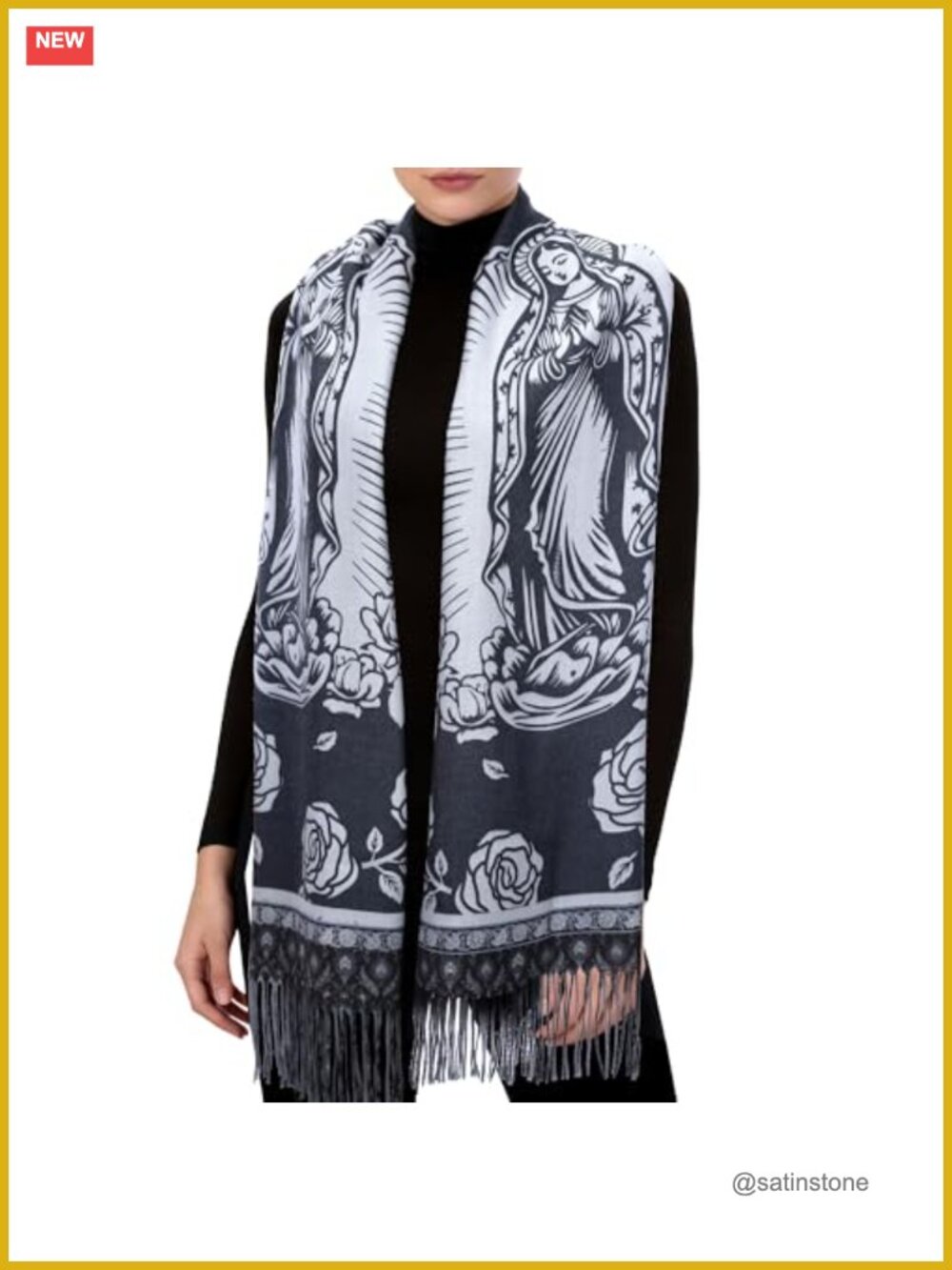 Catholic Prayer Shawl Scarf Wrap Faux Cashmere Virgin Mary Pashmina